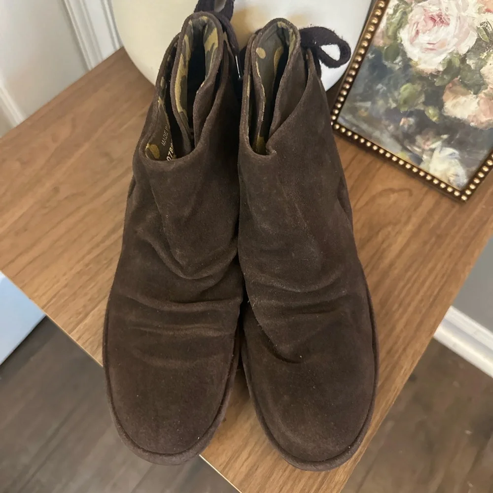 Fly London Brown Suede Wedge Ankle Boots Lace Up Boho EU 39
